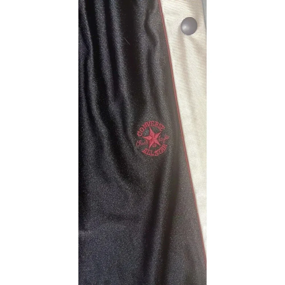 Vintage Converse All Star Button Up Snap Pants Mens Size Medium Black With White